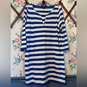 Jcrew Blue and ivory Striped shift Dress XL. Excellent condition, never worn.